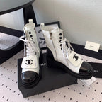CC Split Toe Ankle Boot 40mm White Black Sheepskin Rubber 432518