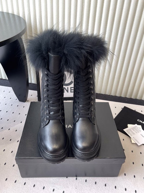 CC 25 Boot Black White Cowhide Fur 514093