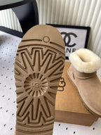UGG Classic Ultra Mini Taslyn Boots Beige Suede And Wool 514145