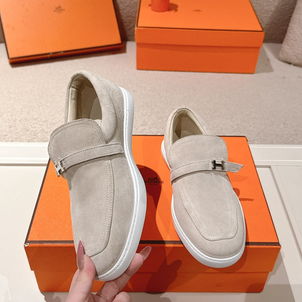 HM 25ss Loafers Light Beige Suede 577156