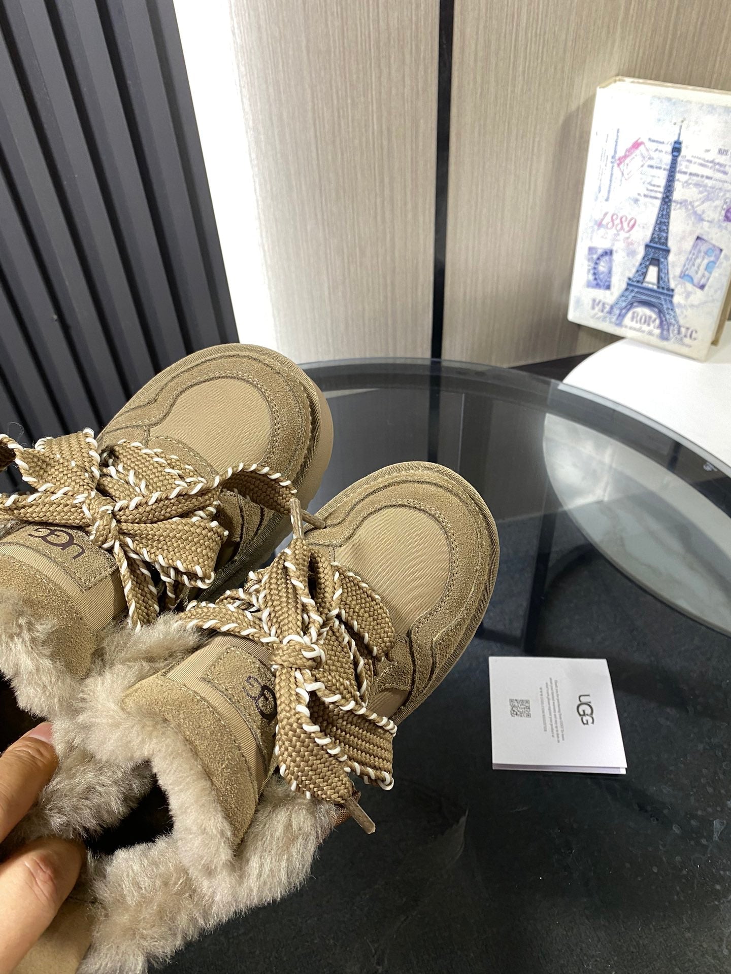 UGG Astromel Platform Sneakers Khaki Suede Frabic 512862