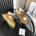 UGG Astromel Platform Sneakers White Brown Suede Frabic 512863