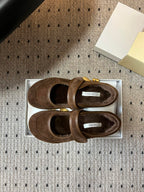 The Row 2025 Ballet Flat Brown Suede Wool 561591
