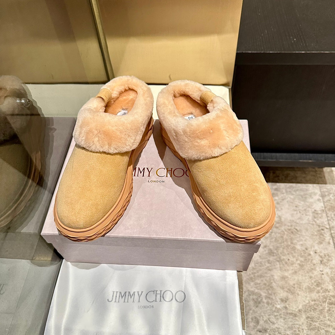 Jimmy Diamond Maxi Mules Beige Suede Shearing 538898
