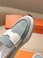 HM 25ss Platform Loafers Light Blue White Denim Sheepskin 577169