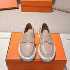 HM 25ss Platform Loafers Beige Sheepskin 577171