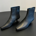 The Row 2025 Heel Leather Ankle Boot Black Calfskin 561612