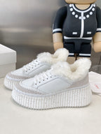 Chloe Nama Sneaker White Cowhide Wool 531607
