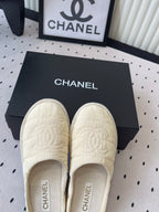CC New Down-Filled Couple Slippers Ivory Technical Fabric