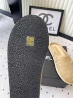 CC New Down-Filled Couple Slippers Beige Technical Fabric