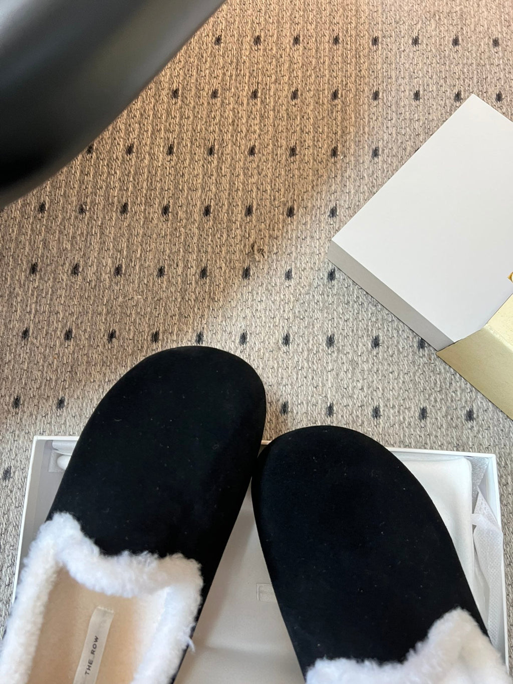 The Row 2025 Loafer Black White Suede Wool 561630