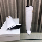 Givenchy Shark-Lock Knee-High Boots White Cowhide 543344