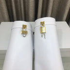Givenchy Shark-Lock Knee-High Boots White Cowhide 543344