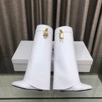 Givenchy Shark-Lock Knee-High Boots White Cowhide 543344