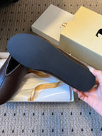 The Row 2025 Stella slip-on Shoe Dark Brown Sheepskin Wool 561641