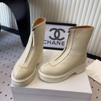 The Row 2025 Zipped Ankle Boot White Cowhide 554601