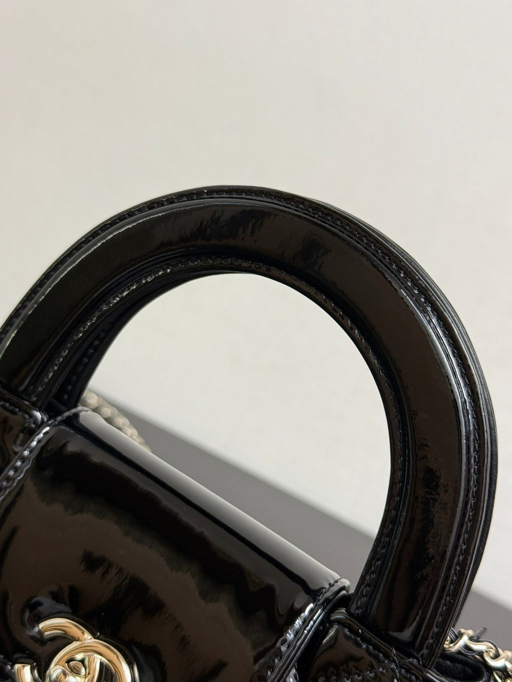 Chanel 2026 Kelly Bag 19cm Quilted Black Patent Leather