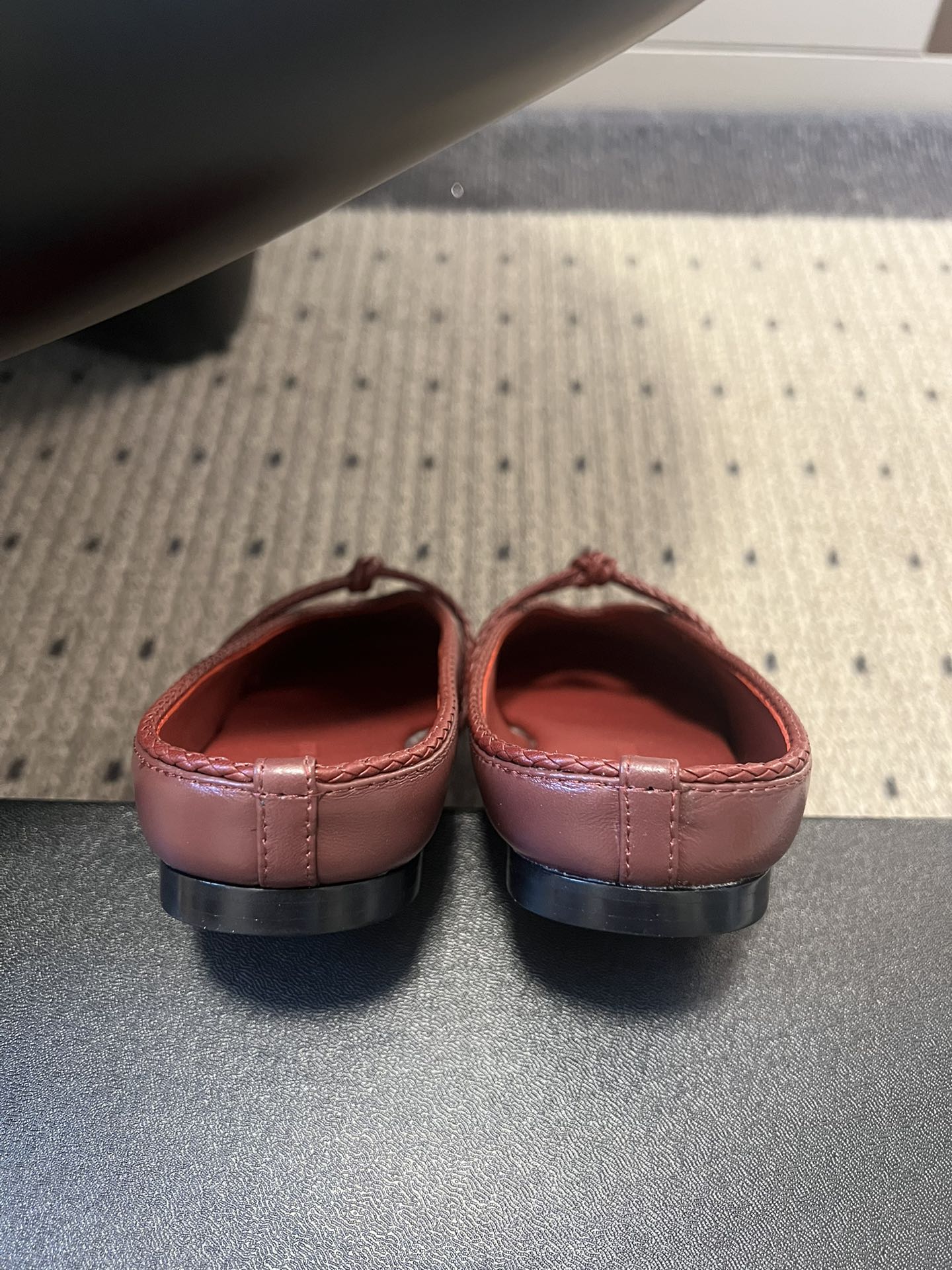 BV 26s Flats Mules Burgundy Calfskin