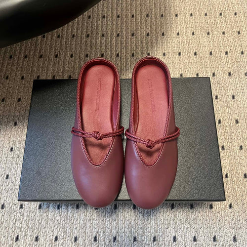 BV 26s Flats Mules Burgundy Calfskin