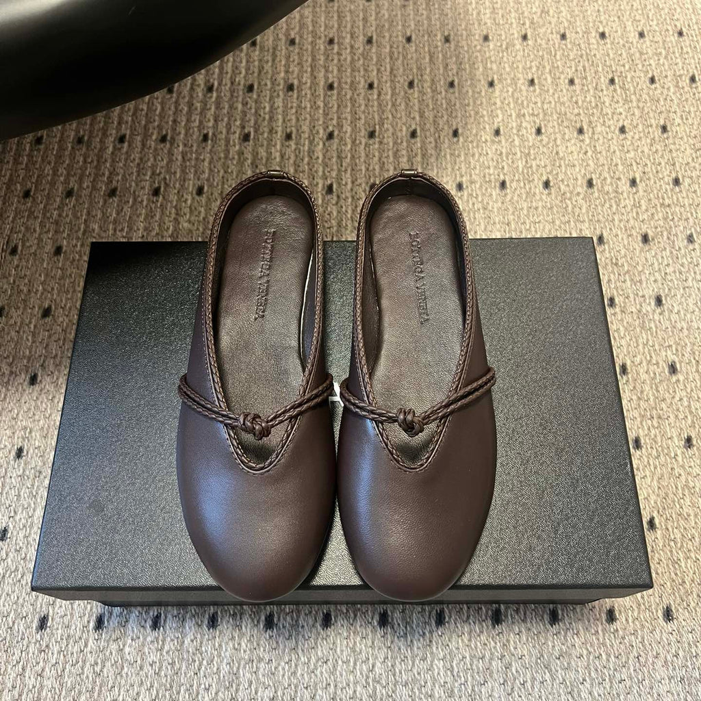 BV 26s Flats Mules Chocolate Calfskin