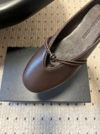 BV 26s Flats Mules Chocolate Calfskin