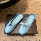 BV 26s Flats Mules Light Blue Calfskin