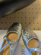 CD Very Ballet Flat Sliver Lambskin & Glitter