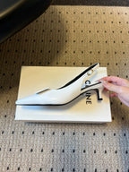 Celine Signature Slingback 5cm White Lambskin 619636