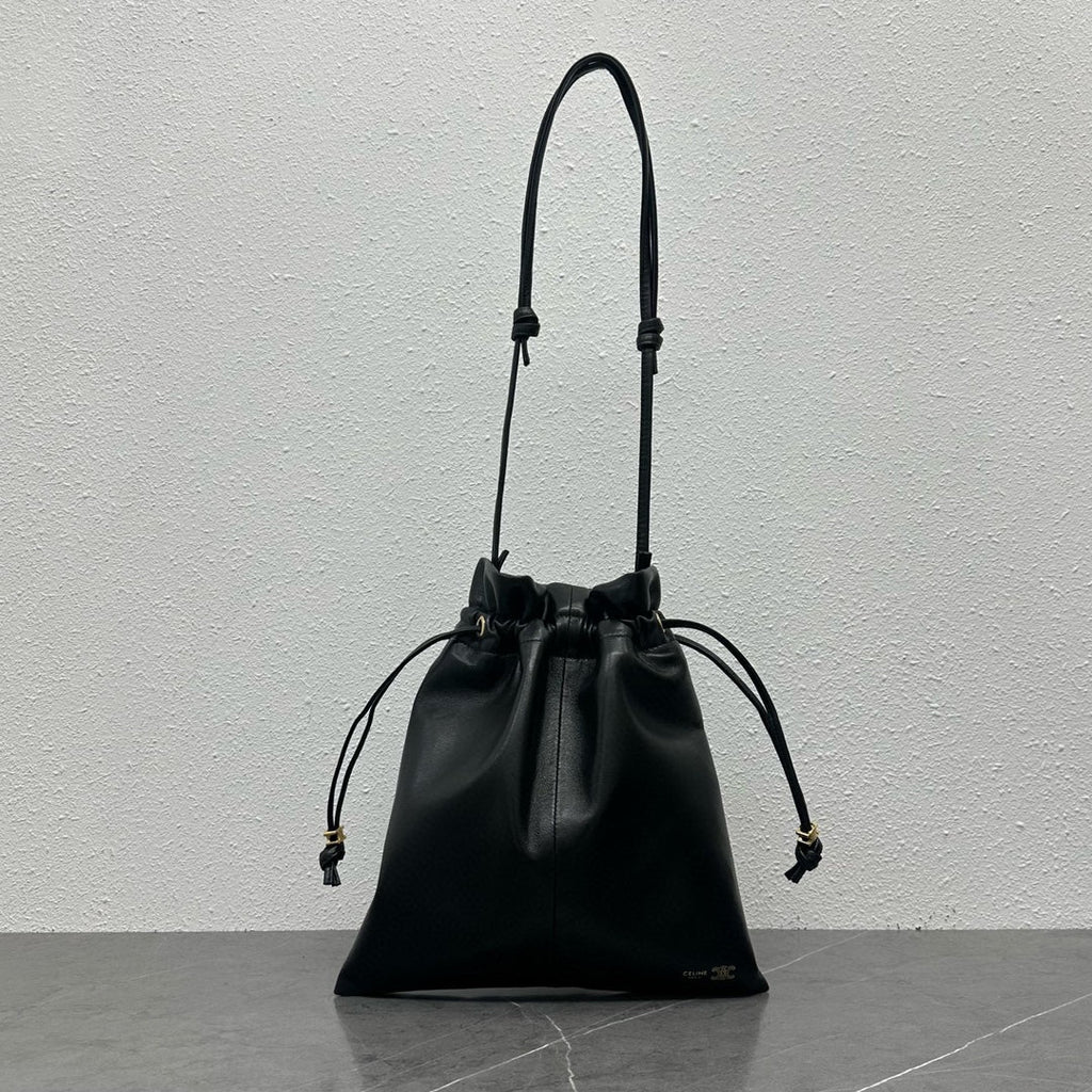 Celine Crystal Pouch Black Lambskin