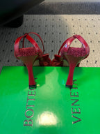BV 26s Square-Toe High-Heel Sandals 9cm Red Lambskin Wool