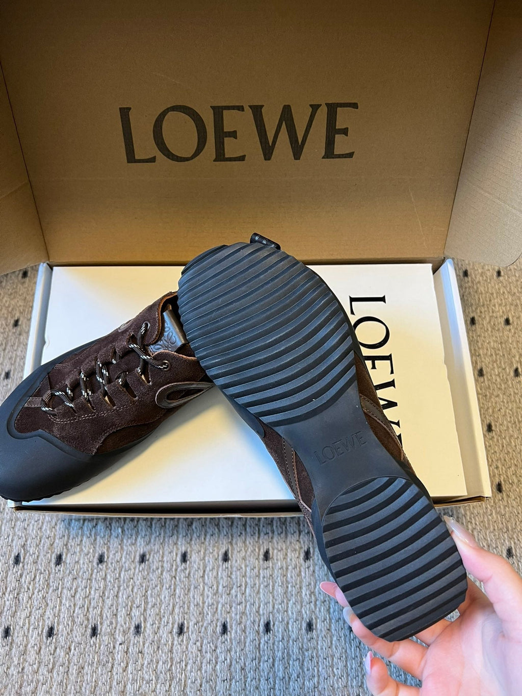LOEW 26s Flow Sneaker Coffee Suede Sheepskin 678375