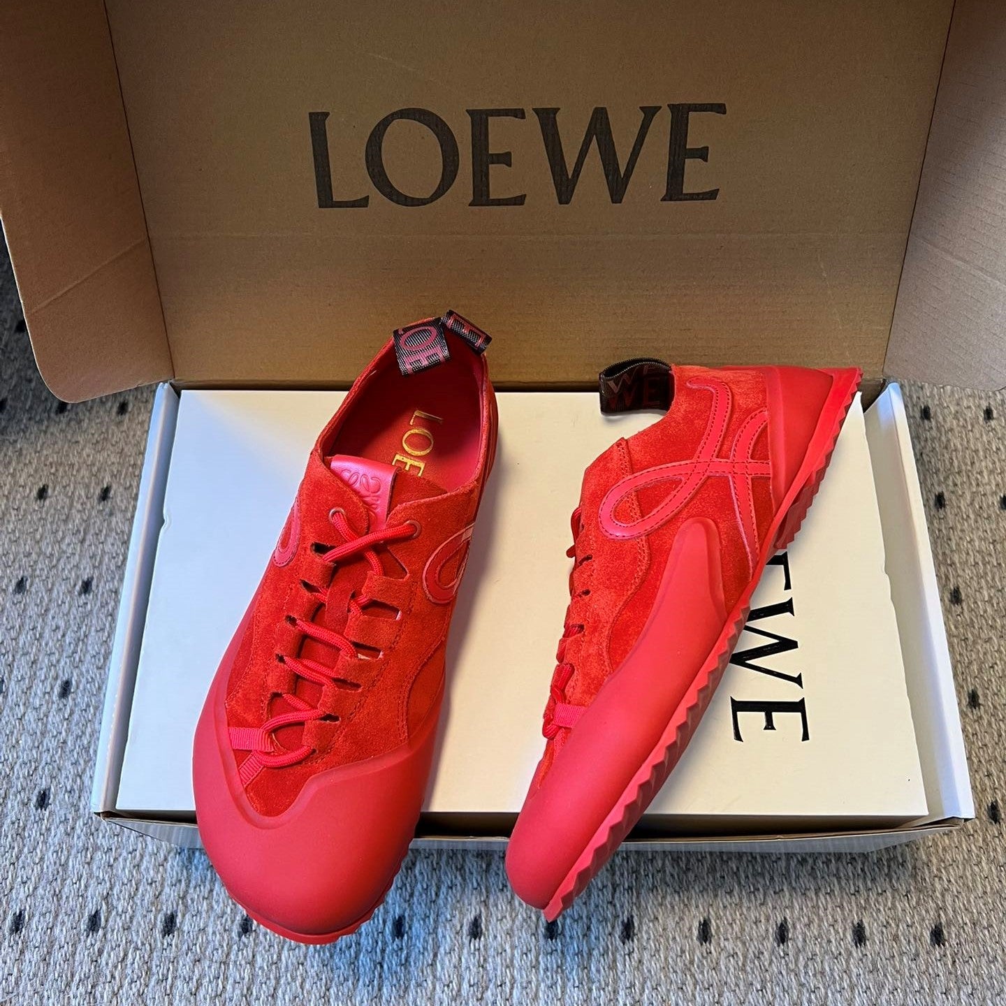 LOEW 26s Flow Sneaker Red Suede Sheepskin 678376