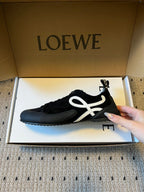 LOEW 26s Flow Sneaker Black White Suede Sheepskin 682760
