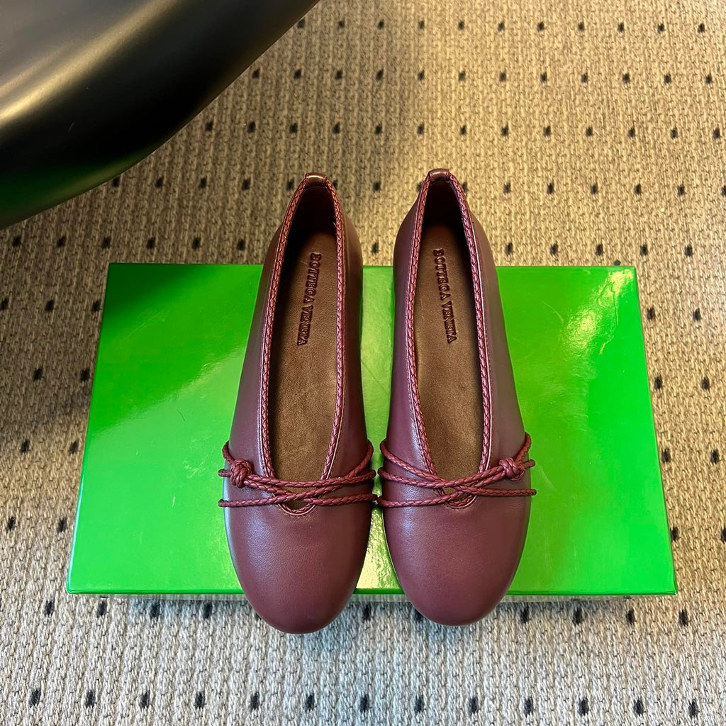 BV 26s Espadrille Ballet Flats Dark Red Lambskin
