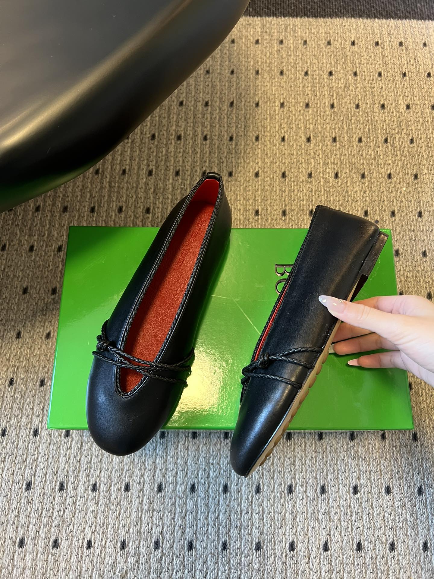 BV 26s Espadrille Ballet Flats Black Lambskin