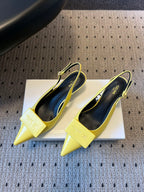 Celine Signature Slingback 5cm Yellow Lambskin 619639