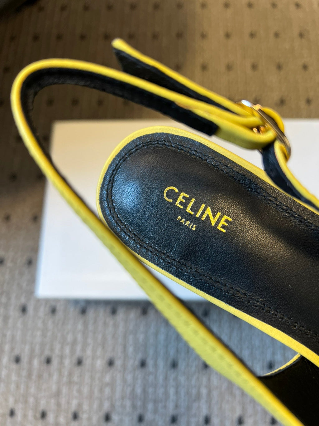 Celine Signature Slingback 5cm Yellow Lambskin 619639