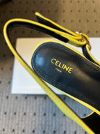 Celine Signature Slingback 5cm Yellow Lambskin 619639