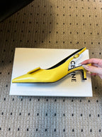 Celine Signature Slingback 5cm Yellow Lambskin 619639
