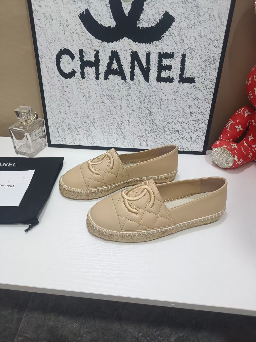 Chanel 26s Espadrille Loafers In Beige Calfskin With Rope Sole