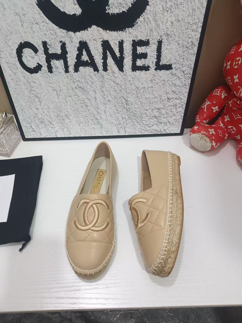 Chanel 26s Espadrille Loafers In Beige Calfskin With Rope Sole