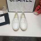 Chanel 26s Espadrille Loafers In White Calfskin With Rope Sole