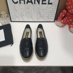 Chanel 26s Espadrille Loafers In Black Calfskin With Rope Sole