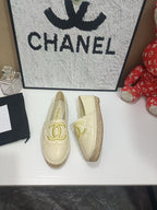 Chanel 26s Espadrille Loafers In Cream Calfskin With Rope Sole