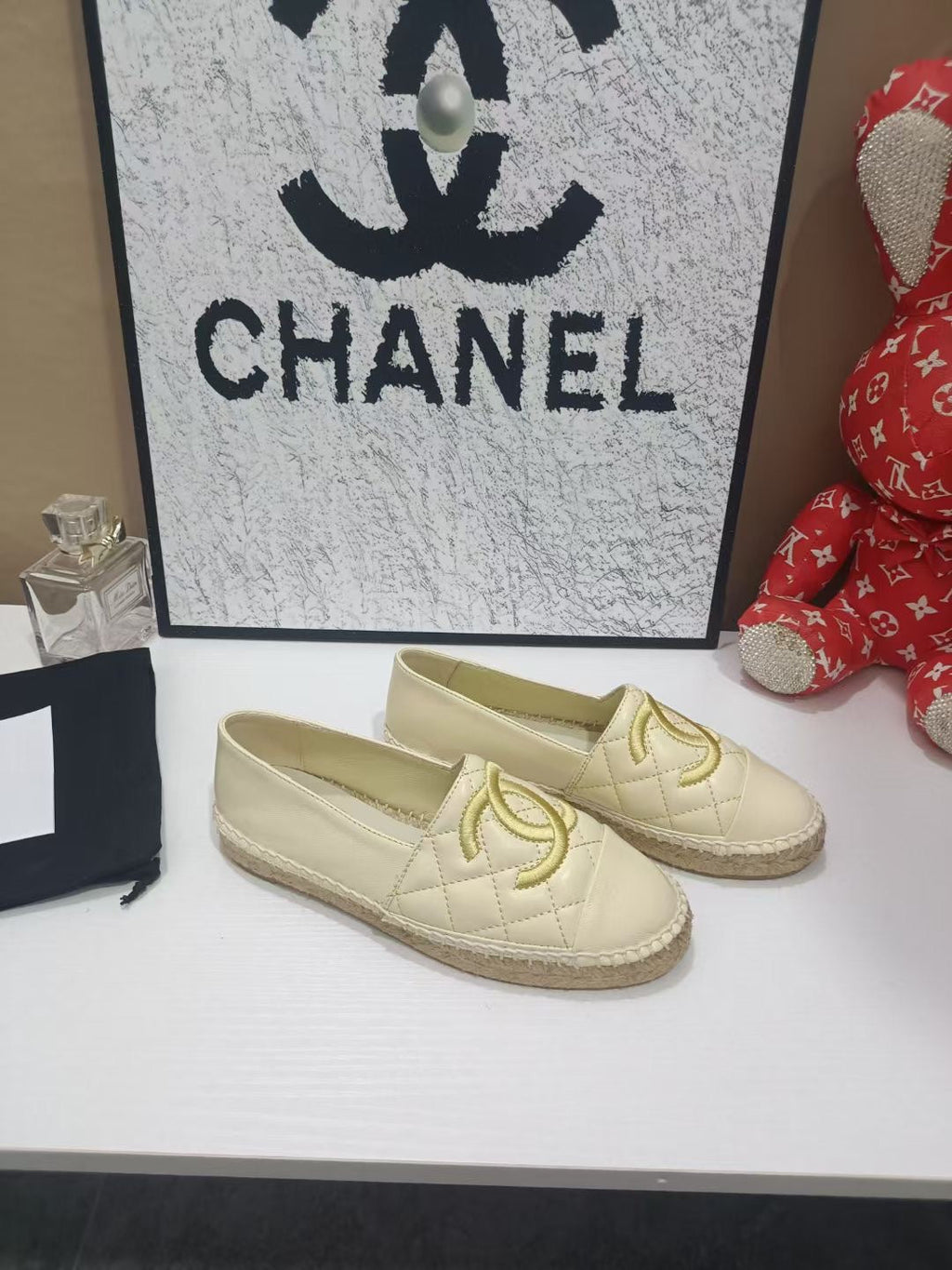 Chanel 26s Espadrille Loafers In Cream Calfskin With Rope Sole