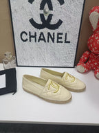 Chanel 26s Espadrille Loafers In Cream Calfskin With Rope Sole