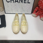 Chanel 26s Espadrille Loafers In Cream Calfskin With Rope Sole