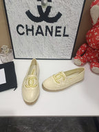 Chanel 26s Espadrille Loafers In Cream Calfskin With Rope Sole