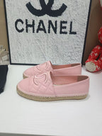 Chanel 26s Espadrille Loafers In Light Pink Calfskin With Rope Sole