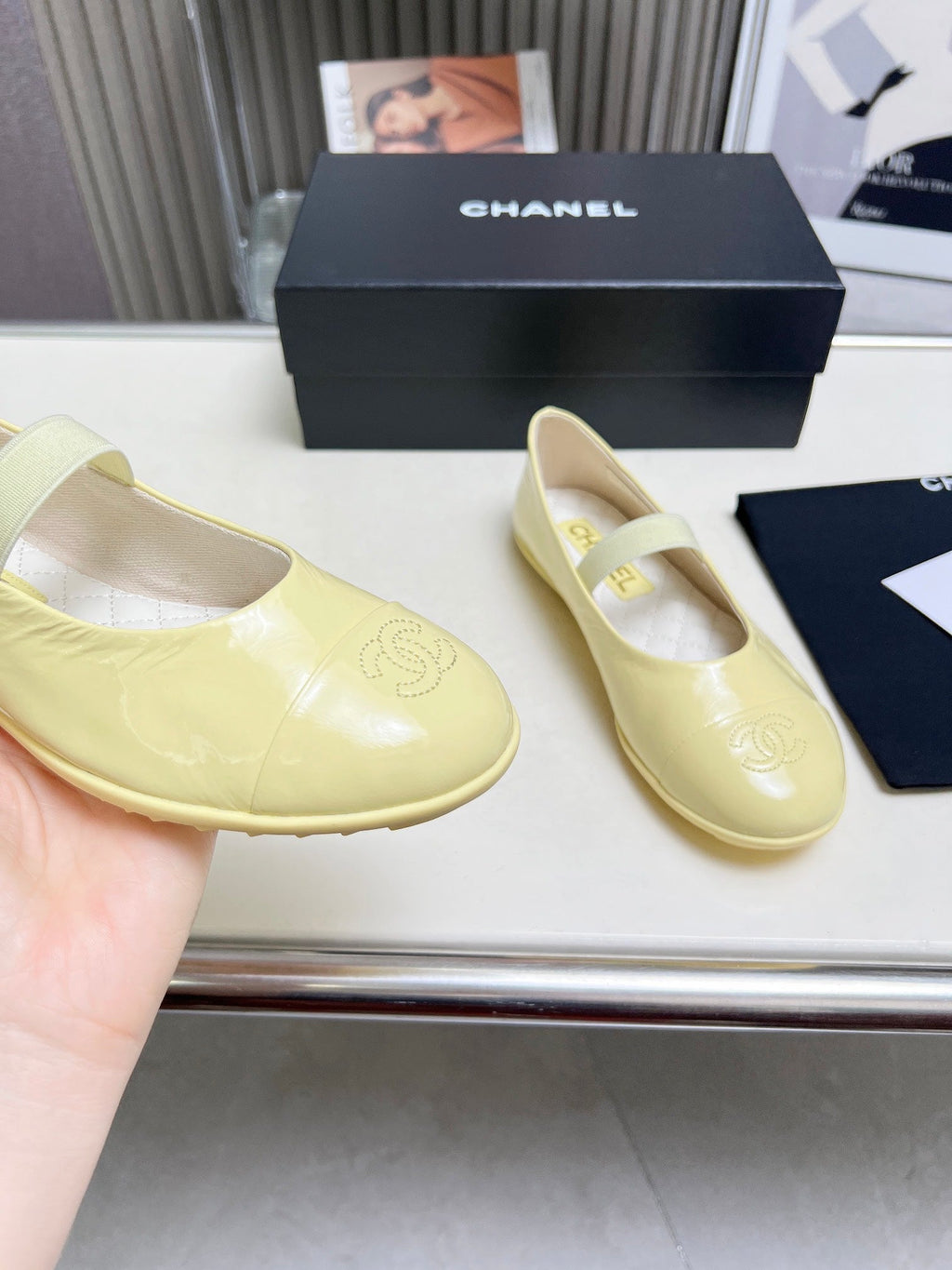 CC 26s Ballet Flat Lemon Yellow Glossy Sheepskin 684823